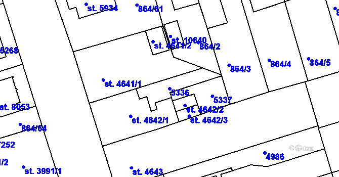 Parcela st. 5336 v KÚ Pardubice, Katastrální mapa