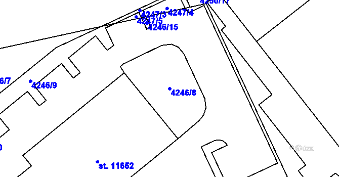 Parcela st. 4246/8 v KÚ Pardubice, Katastrální mapa