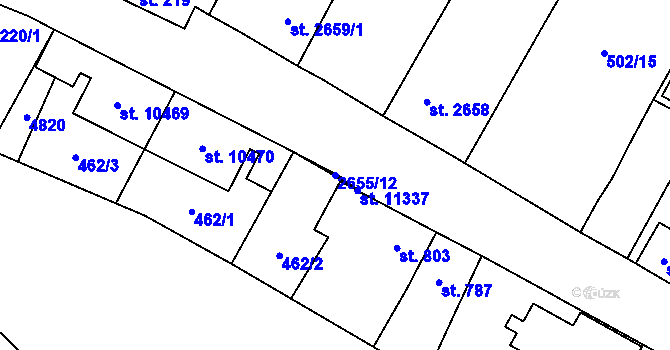 Parcela st. 2655/12 v KÚ Pardubice, Katastrální mapa