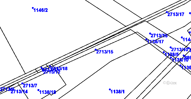 Parcela st. 2713/15 v KÚ Pardubice, Katastrální mapa