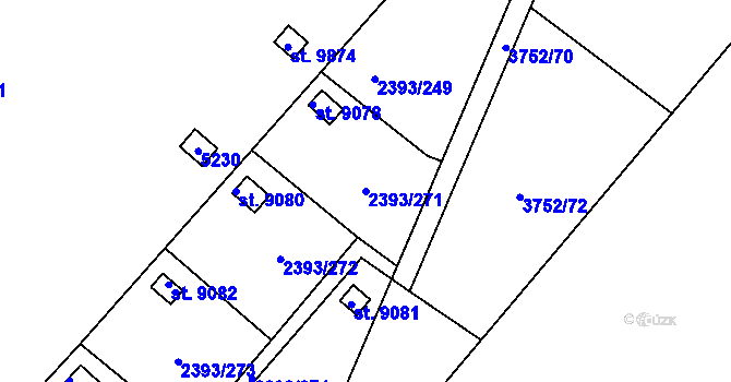 Parcela st. 2393/271 v KÚ Pardubice, Katastrální mapa