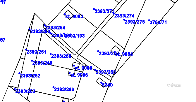 Parcela st. 2393/275 v KÚ Pardubice, Katastrální mapa