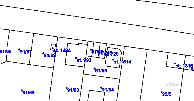 Parcela st. 719 v KÚ Pardubičky, Katastrální mapa