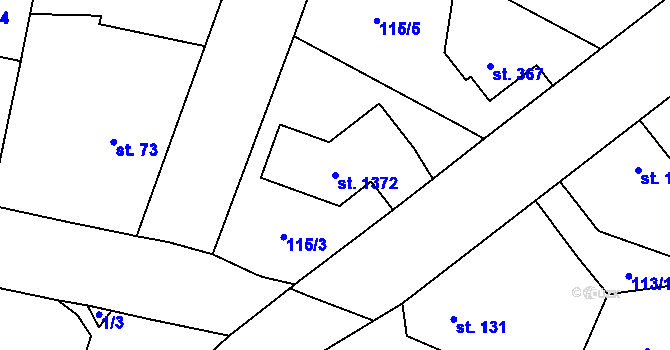 Parcela st. 1372 v KÚ Pardubičky, Katastrální mapa