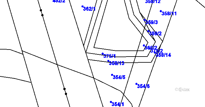 Parcela st. 375/1 v KÚ Pardubičky, Katastrální mapa