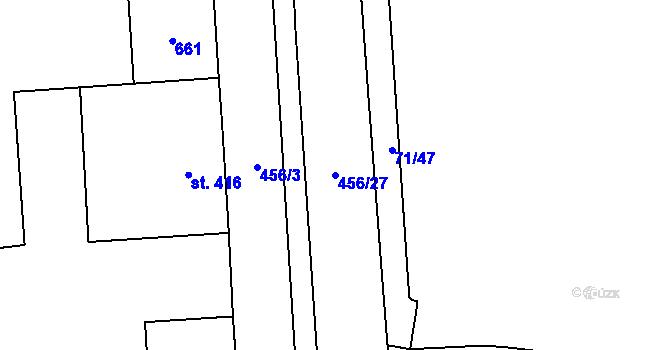 Parcela st. 456/27 v KÚ Pardubičky, Katastrální mapa