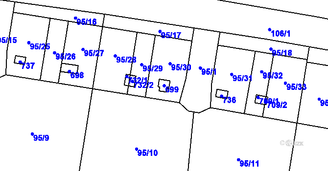 Parcela st. 699 v KÚ Pardubičky, Katastrální mapa