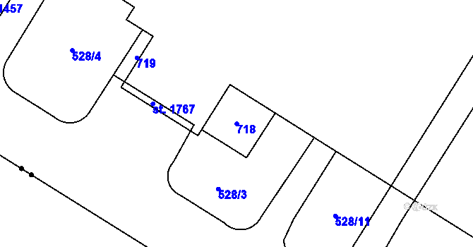 Parcela st. 718 v KÚ Pardubičky, Katastrální mapa