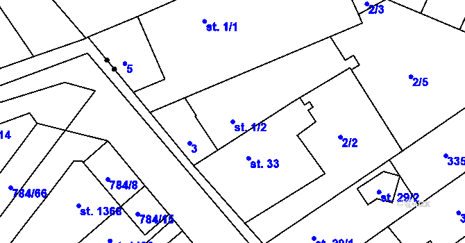 Parcela st. 1/2 v KÚ Studánka, Katastrální mapa
