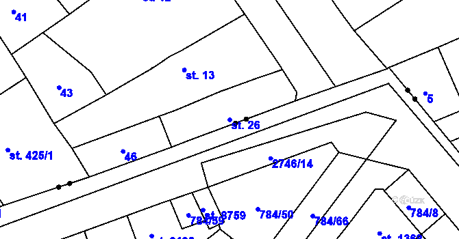 Parcela st. 26 v KÚ Studánka, Katastrální mapa