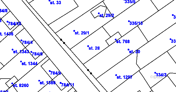 Parcela st. 28 v KÚ Studánka, Katastrální mapa