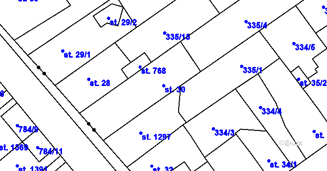 Parcela st. 30 v KÚ Studánka, Katastrální mapa