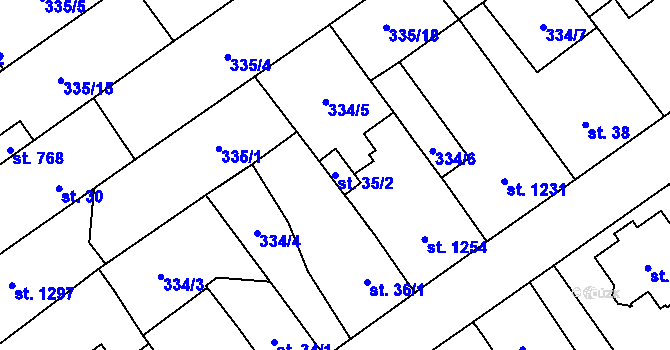 Parcela st. 35/2 v KÚ Studánka, Katastrální mapa