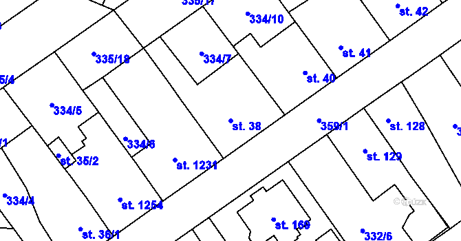Parcela st. 38 v KÚ Studánka, Katastrální mapa