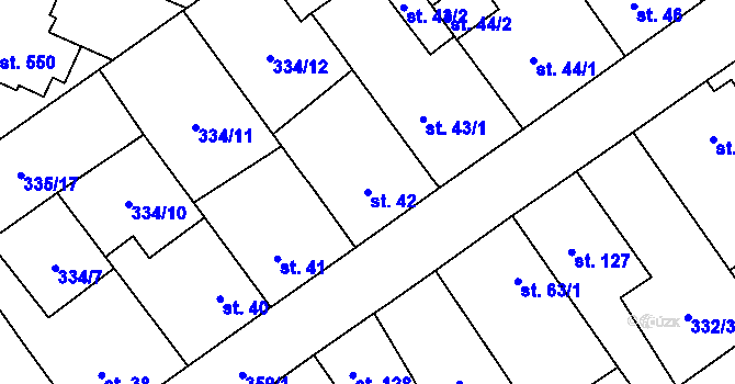 Parcela st. 42 v KÚ Studánka, Katastrální mapa