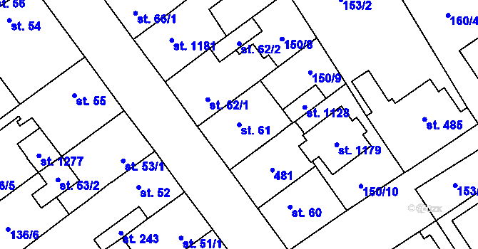 Parcela st. 61 v KÚ Studánka, Katastrální mapa
