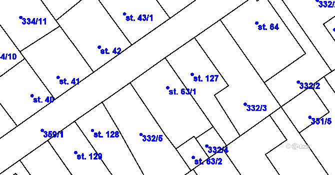 Parcela st. 63/1 v KÚ Studánka, Katastrální mapa