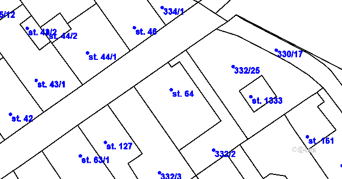 Parcela st. 64 v KÚ Studánka, Katastrální mapa