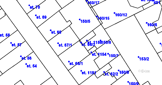 Parcela st. 66/2 v KÚ Studánka, Katastrální mapa