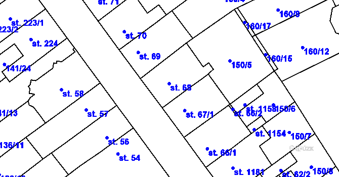 Parcela st. 68 v KÚ Studánka, Katastrální mapa
