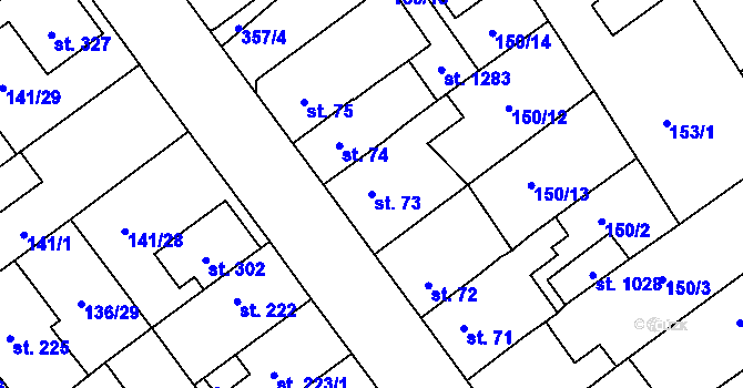 Parcela st. 73 v KÚ Studánka, Katastrální mapa