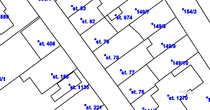 Parcela st. 78 v KÚ Studánka, Katastrální mapa