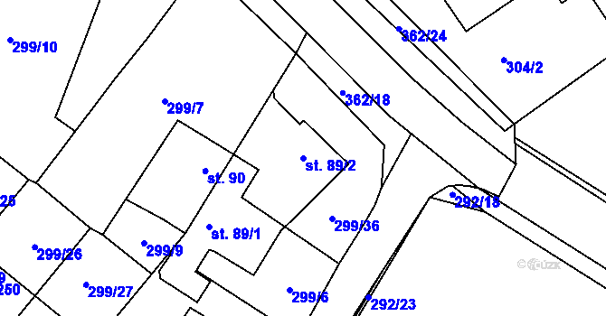 Parcela st. 89/2 v KÚ Studánka, Katastrální mapa