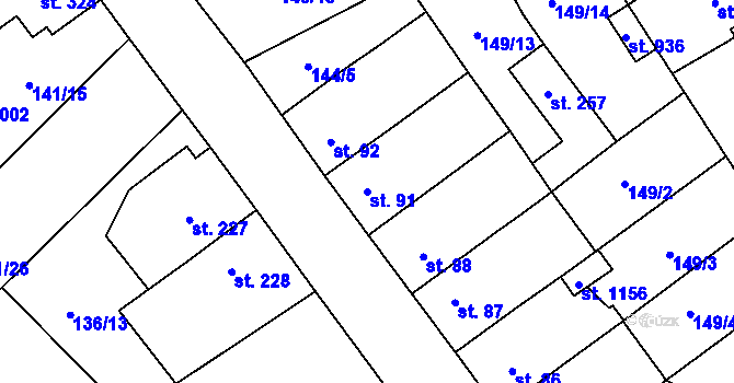 Parcela st. 91 v KÚ Studánka, Katastrální mapa
