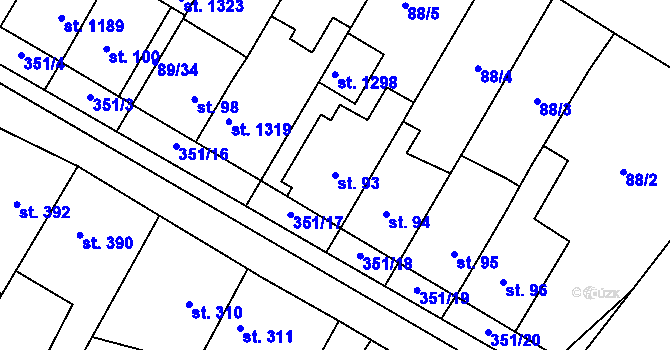 Parcela st. 93 v KÚ Studánka, Katastrální mapa