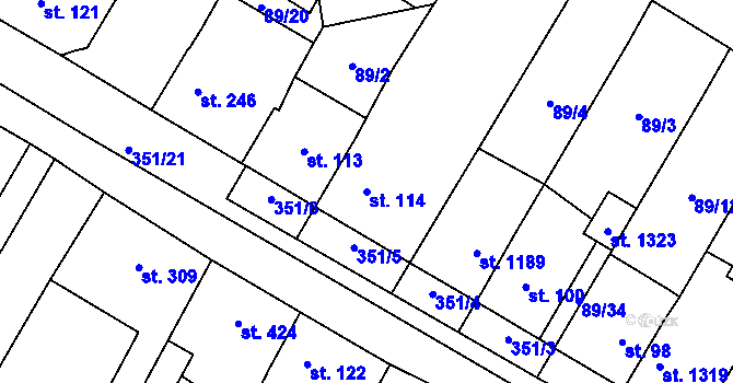 Parcela st. 114 v KÚ Studánka, Katastrální mapa