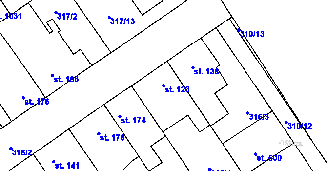 Parcela st. 123 v KÚ Studánka, Katastrální mapa