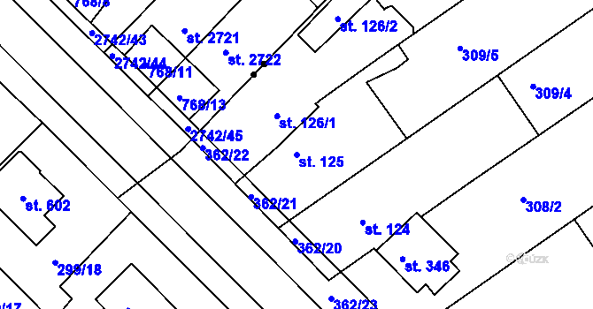 Parcela st. 125 v KÚ Studánka, Katastrální mapa