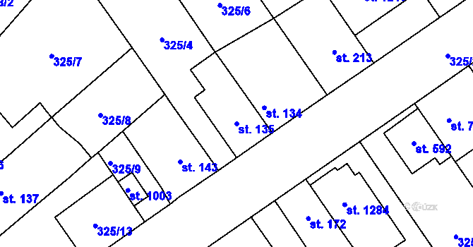Parcela st. 135 v KÚ Studánka, Katastrální mapa