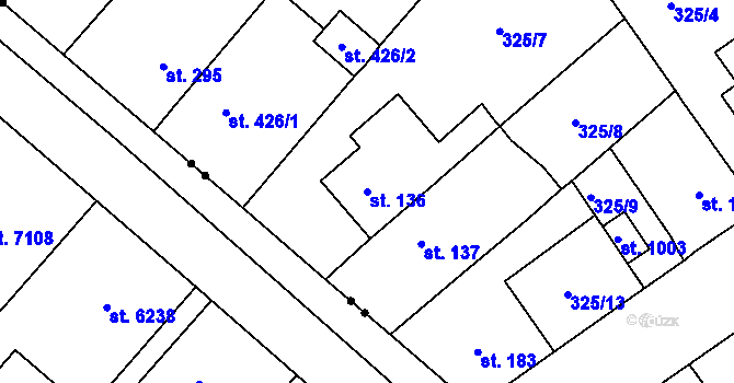 Parcela st. 136 v KÚ Studánka, Katastrální mapa
