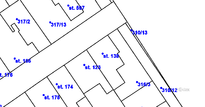 Parcela st. 138 v KÚ Studánka, Katastrální mapa