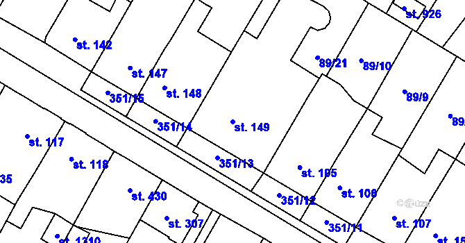Parcela st. 149 v KÚ Studánka, Katastrální mapa