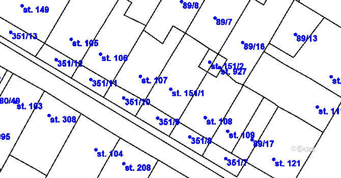 Parcela st. 151/1 v KÚ Studánka, Katastrální mapa
