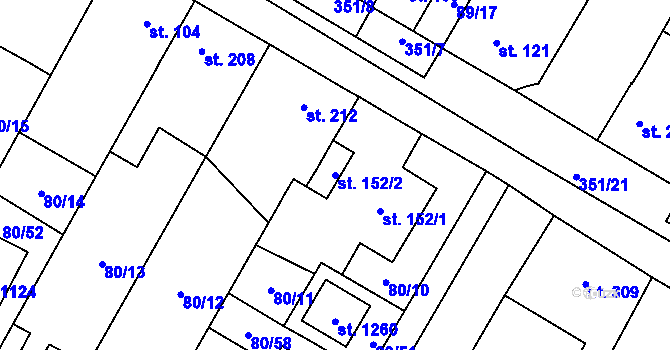 Parcela st. 152/2 v KÚ Studánka, Katastrální mapa