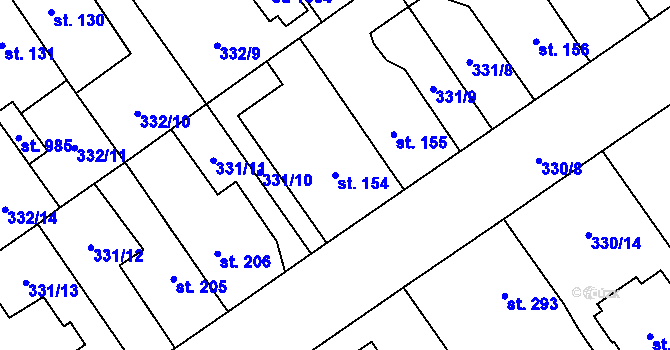 Parcela st. 154 v KÚ Studánka, Katastrální mapa