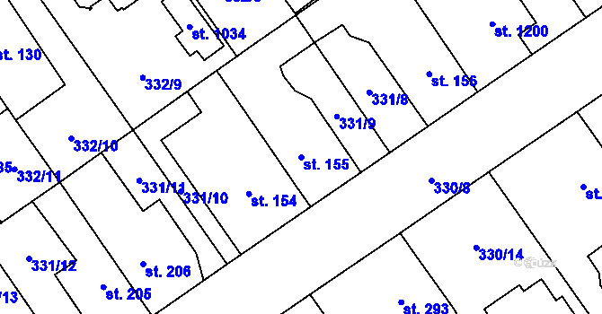 Parcela st. 155 v KÚ Studánka, Katastrální mapa