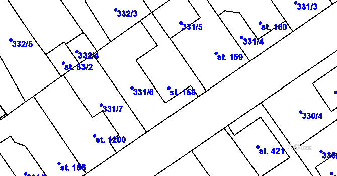 Parcela st. 158 v KÚ Studánka, Katastrální mapa