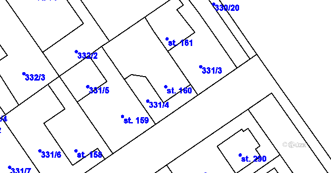 Parcela st. 160 v KÚ Studánka, Katastrální mapa