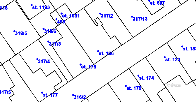 Parcela st. 166 v KÚ Studánka, Katastrální mapa
