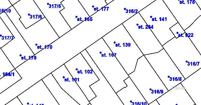Parcela st. 167 v KÚ Studánka, Katastrální mapa