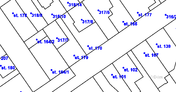 Parcela st. 170 v KÚ Studánka, Katastrální mapa