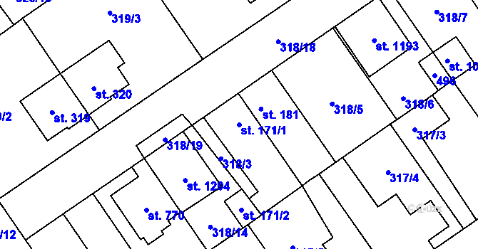Parcela st. 171/1 v KÚ Studánka, Katastrální mapa