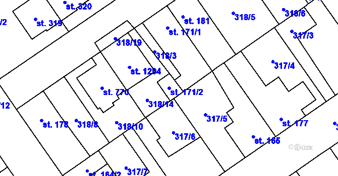 Parcela st. 171/2 v KÚ Studánka, Katastrální mapa