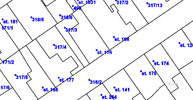 Parcela st. 176 v KÚ Studánka, Katastrální mapa