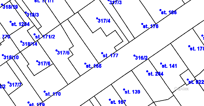 Parcela st. 177 v KÚ Studánka, Katastrální mapa