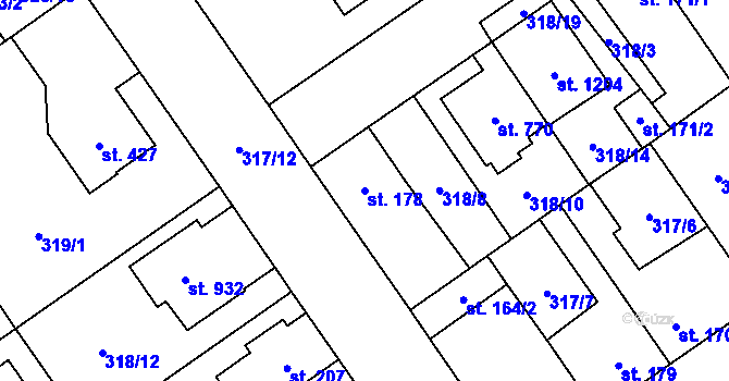 Parcela st. 178 v KÚ Studánka, Katastrální mapa
